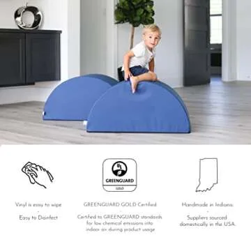 Foamnasium Blocksy Mini Indoor Foam Playset 3 Piece Soft Toddler and Kids Active Play Couch for Crawling, Climbing, Fort Building and Jumping, Made in The US, Pewter