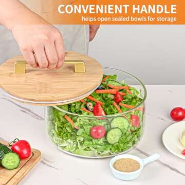 YUBAMIN Trifle Bowl Glass, 8inch Large Trifle Bowl with Lid, Clear Glass Salad Bowl Serving Bowl for Laying Ice Cream Cakes, Cupcake, Salad, Fruit, Microwave & Dishwasher Safe