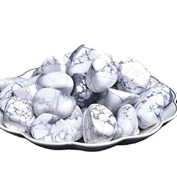 White Howlite Healing Crystal Stones, 1.25-2.0" Large Reiki Healing Gemstones Natural Tumbled Polish...