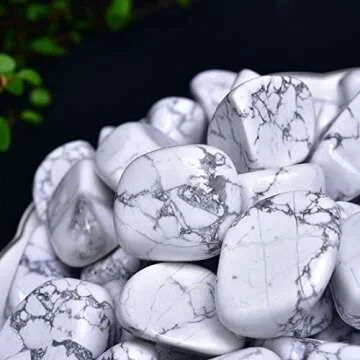 White Howlite Healing Crystal Stones, 1.25-2.0" Large Reiki Healing Gemstones Natural Tumbled Polished Stones for Energy Witchcraft Therapy Meditation