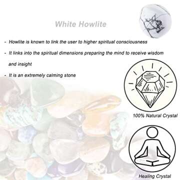 White Howlite Healing Crystal Stones, 1.25-2.0" Large Reiki Healing Gemstones Natural Tumbled Polished Stones for Energy Witchcraft Therapy Meditation
