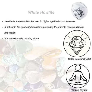 White Howlite Healing Crystal Stones, 1.25-2.0" Large Reiki Healing Gemstones Natural Tumbled Polished Stones for Energy Witchcraft Therapy Meditation