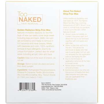 Too Naked Golden Radiance Strip-Free Wax, Hypoallergenic, Incredible Elasticity Peel Wax size 28.8 Ounces