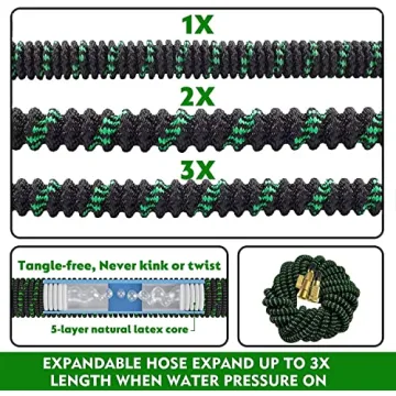 75 ft Expandable Garden Hose, 2025 Upgraded Retractable Flexible Water Hose 75ft with 10 Function Spray Nozzle, Lightweight, Kink-free,Expanding Hoses With 3/4" Solid Brass Fittings