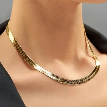 LIFETIME JEWELRY 7mm Herringbone Chain Necklace Gold
