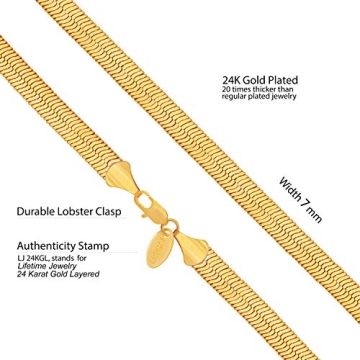 LIFETIME JEWELRY 7mm Herringbone Chain Necklace Gold