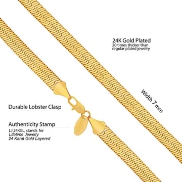 LIFETIME JEWELRY 7mm Herringbone Chain Necklace Gold