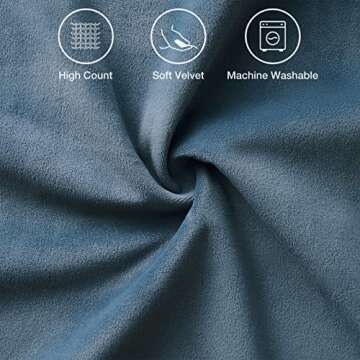 Top Finel Dusty Blue Decorative Throw Pillow Covers 18 x 18 Inches Set of 2, Soft Velvet Square Cush...