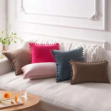 Top Finel Dusty Blue Throw Pillow Covers Set of 2 Soft Velvet 18x18