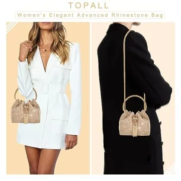 TOPALL Rhinestone Evening Bag Sparkly Purse for Women