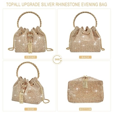 TOPALL Rhinestone Evening Bag Sparkly Purse for Women