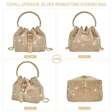 TOPALL Rhinestone Evening Bag Sparkly Purse for Women