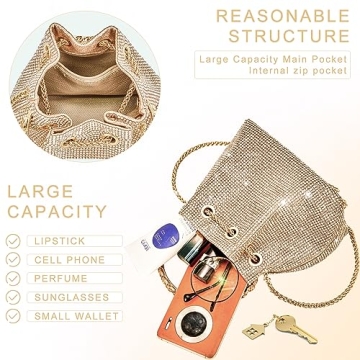 TOPALL Rhinestone Evening Bag Sparkly Purse for Women