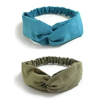 DRESHOW 10 Pack Boho Headbands for Women Girls Elastic Back Criss Cross Hair Band Twisted Head Wrap Solid Hair Accessories