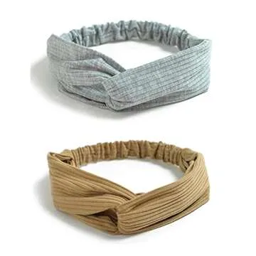 DRESHOW 10 Pack Boho Headbands for Women Girls Elastic Back Criss Cross Hair Band Twisted Head Wrap Solid Hair Accessories