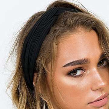 DRESHOW 10 Pack Boho Headbands for Women Girls Elastic Back Criss Cross Hair Band Twisted Head Wrap Solid Hair Accessories