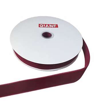 QIANF Vintage Burgundy Velvet Ribbon, 1 Inch X 25Yd