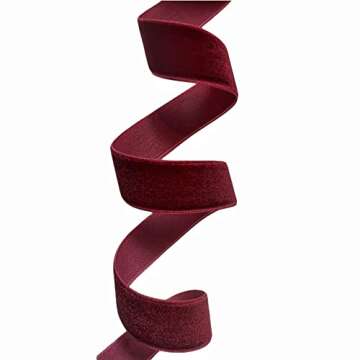 QIANF Vintage Burgundy Velvet Ribbon, 1 Inch X 25Yd