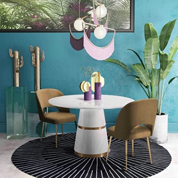 TOV Rosa Modern Round Dining Table with Gold Base