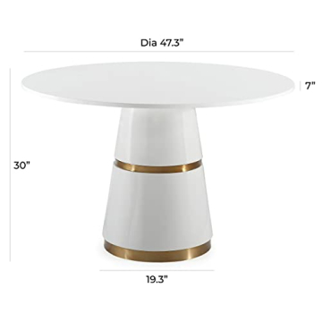 TOV Rosa Modern Round Dining Table with Gold Base