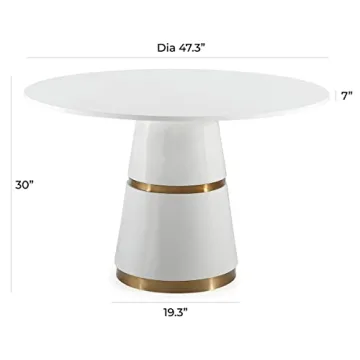 TOV Rosa Modern Round Dining Table with Gold Base