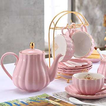 Charming 4-Piece Pink Porcelain Tea Service Set