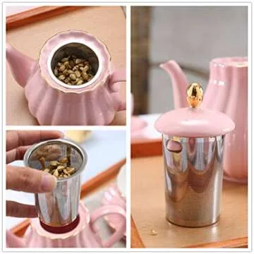 Charming 4-Piece Pink Porcelain Tea Service Set