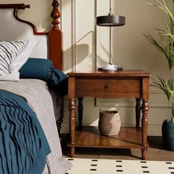 MODERION End Table with Drawer and Open Shelf for Any Space