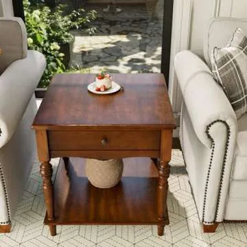 MODERION End Table with Drawer and Open Shelf for Any Space
