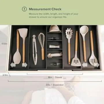 KitchenEdge Adjustable Drawer Organizer - Versatile Bamboo Design