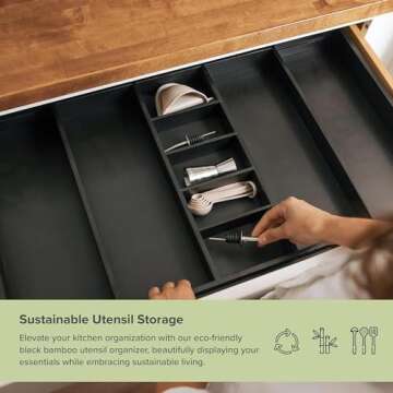 KitchenEdge Adjustable Drawer Organizer - Versatile Bamboo Design