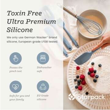 StarPack 'Scrape & Stir' Silicone Spatula Set (4 Pcs) - Heat Resistant Spatula Set 600°F - Food Grade Kitchen Spatulas - Nonstick Silicone Baking & Cooking Spatulas - Rubber Turner Set for Kitchen Use