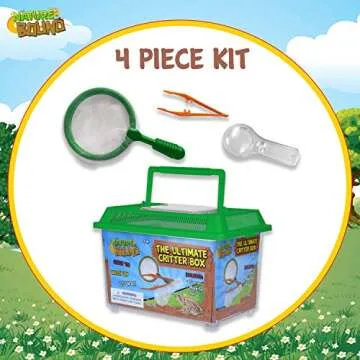 Nature Bound - Ultimate Critter Box Habitat Kit for Indoor/Outdoor Insect Collecting - Includes Net, Tweezers, and Magnifier - Gift for Boys and Girls Green