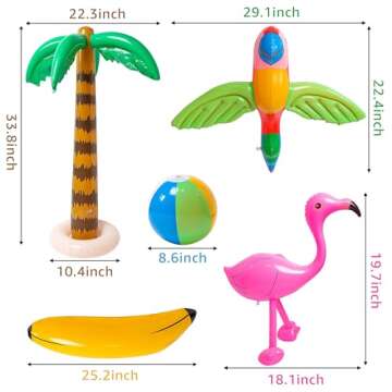 R HORSE 10 Pcs Inflatable Palm Tree Flamingo Banana Beach Ball Parrot Beach Pool Toys for Tropical H...