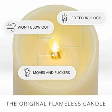 Luminara Ivory Moving Flame Pillar Flameless Candle