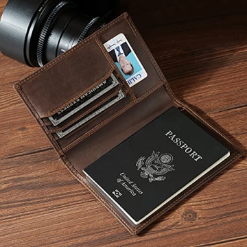 Polare Slim RFID Leather Passport Holder Travel Wallet