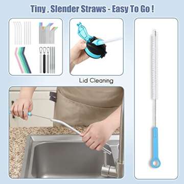 16" Bottle Brush Cleaner for Water Bottle - Long Handle Bottle Brush for Cleaning Narrow Neck Sport Bottles,Beer Bottle and Jugs, Set of 2