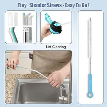 16" Bottle Brush Cleaner for Water Bottle - Long Handle Bottle Brush for Cleaning Narrow Neck Sport Bottles,Beer Bottle and Jugs, Set of 2