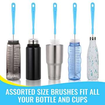 16" Bottle Brush Cleaner for Water Bottle - Long Handle Bottle Brush for Cleaning Narrow Neck Sport Bottles,Beer Bottle and Jugs, Set of 2
