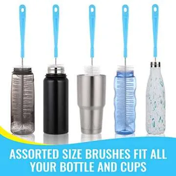16" Bottle Brush Cleaner for Water Bottle - Long Handle Bottle Brush for Cleaning Narrow Neck Sport Bottles,Beer Bottle and Jugs, Set of 2