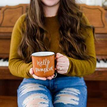 Sweet Water Decor Fall Coffee Mugs | Seasonal 15oz Ceramic Campfire Style Coffee Cup | Microwave & D...