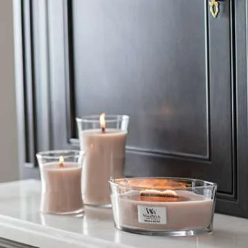 WoodWick Large Hourglass Candle, Vanilla Sea Salt Scented, Premium Soy and Paraffin Wax Blend, Crackles as it burns, Great for gifting, 21oz