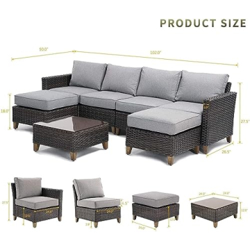 Grand Patio 7 PCS Sofa Sets Outdoor Furniture for Six