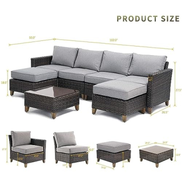 Grand Patio 7 PCS Sofa Sets Outdoor Furniture for Six