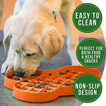 Hyper Pet SloDog Slow Feeder Dog lick mat (Perfect for Dog Food, Healthy Dog Treats, Cat Food & Cat Treats) [Fun Alternative to Slow Feeder Dog Bowls, Snuffle Mat & Dog Bowls Slow Feeder] Orange