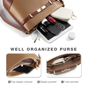 Vulkitty Bucket Bag for Women Leather Shoulder Purse Trendy Design Mideum Size Shoulder Handbags with Adjustable Strap