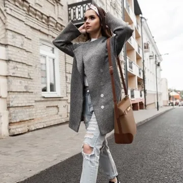 Vulkitty Bucket Bag for Women Leather Shoulder Purse Trendy Design Mideum Size Shoulder Handbags with Adjustable Strap