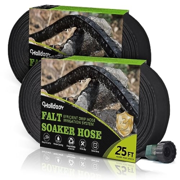 Holldoor Soaker Hose 25 ft 2-Pack, Lightweight Garden Watering Hoses, Flat Drip Irrigation System (5...