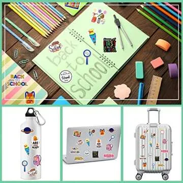 100 Pcs Back to School Stickers for Students Science Scrapbook Stickers Laptop Water Bottles Teacher Stickers Waterproof School Stickers School Supplies Classroom Decorations DIY Crafts