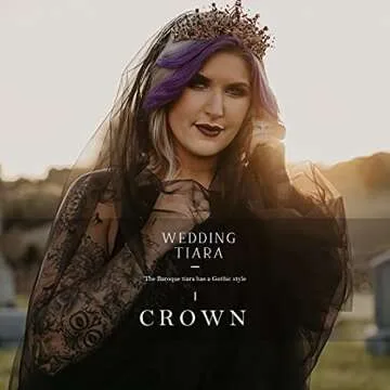 Kilshye Baroque Black Crown Rhinestone Queen Crowns Crystal Vintage Tiara Wedding Bridal Adult Tiaras Prom Costume Hair Accessories for Women (A- Black)